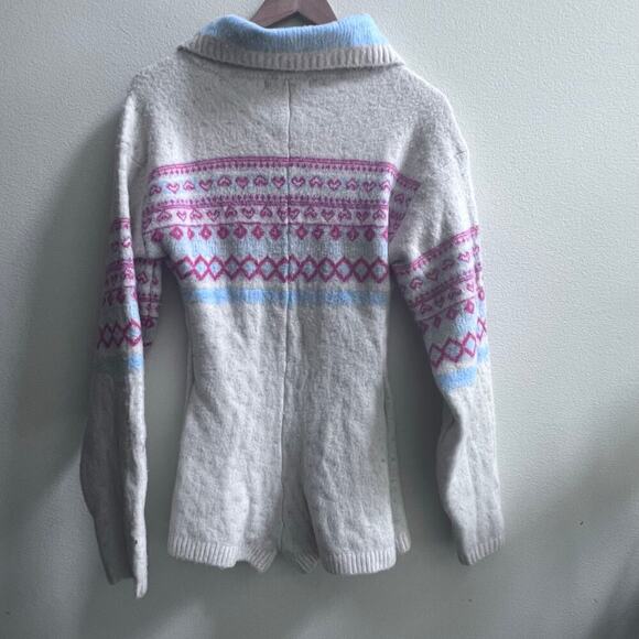Urban Outfitters Ella Louis Sweater Romper in Fair Isle Heart Print Women's Sz S - Picture 3 of 9